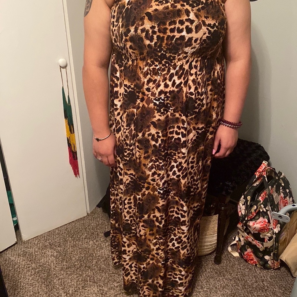 Tube maxi dress, Cheetah print